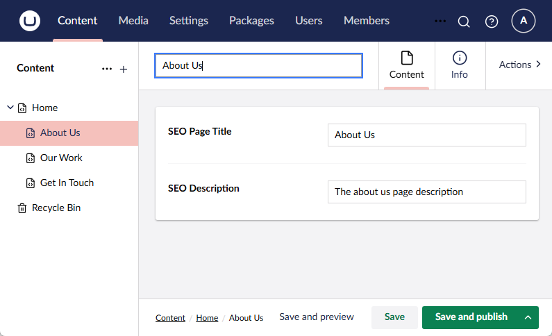 Setting up test content
