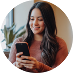 Woman looking at app on mobile device